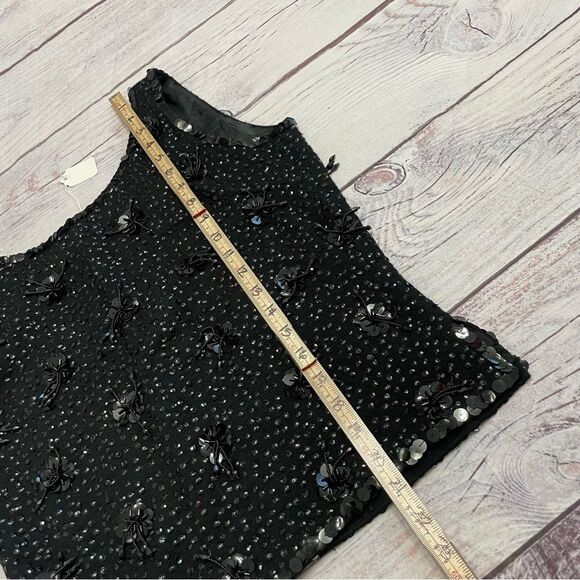 Vintage Beaded Sequin Embellised Shell Black 100% Lambs Wool Size 36 / Medium - Picture 6 of 9
